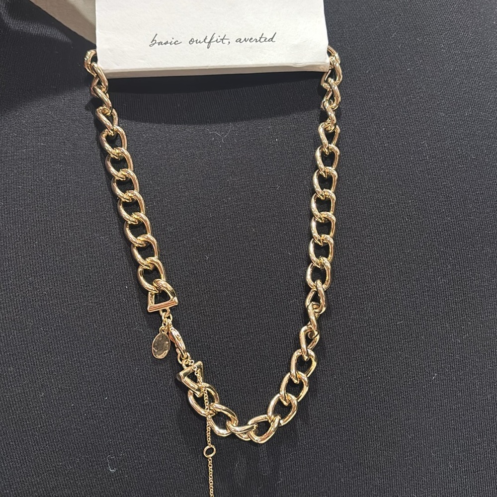NWT LOFT Chucky Chain Link Statement Necklace Goldtone
